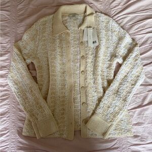 Soft Knit Cream Button-Up Cardigan Sweater
